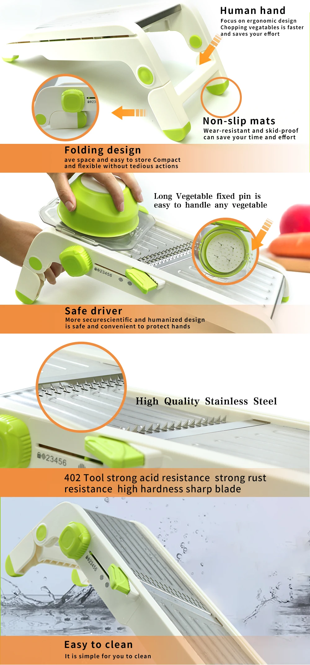 Generic Mandoline Slicer 18 Functions Adjustable Vegetable Stainless