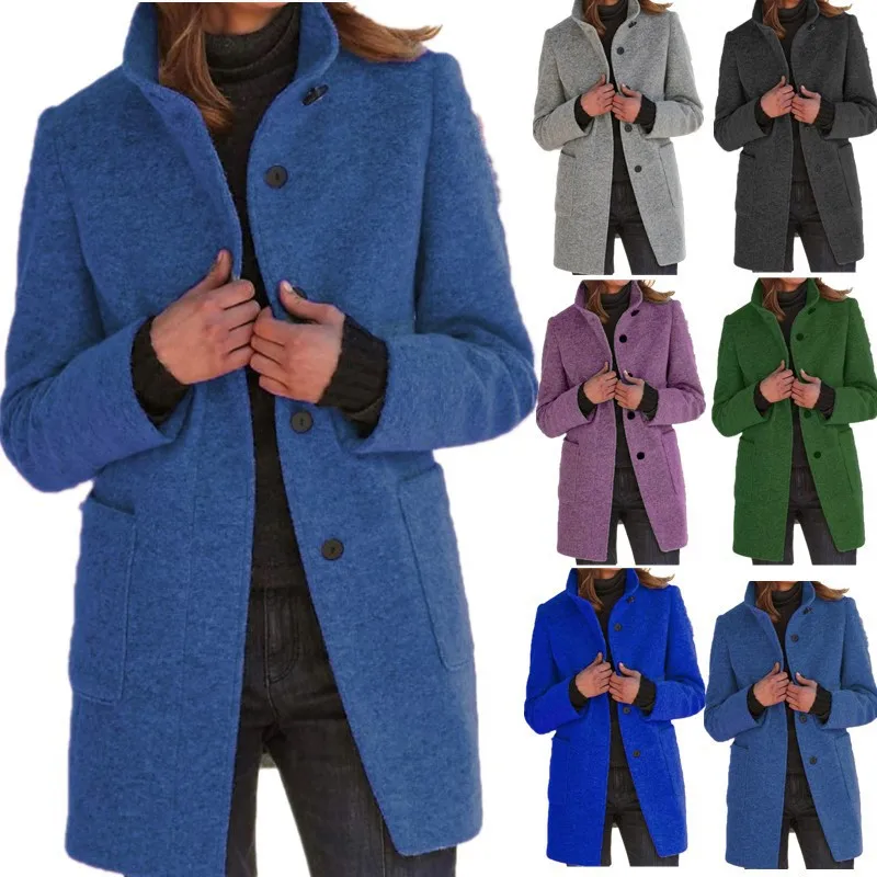2023 Autumn Winter Women's Overcoat Vintage Solid Button Standing Collar Woolen Coat Fashion Ladies Casual Thick Jacket
2023 Autumn Winter Women's Overcoat Vintage Solid Button Standing Collar Woolen Coat Fashion Ladies Casual Thick Jacket