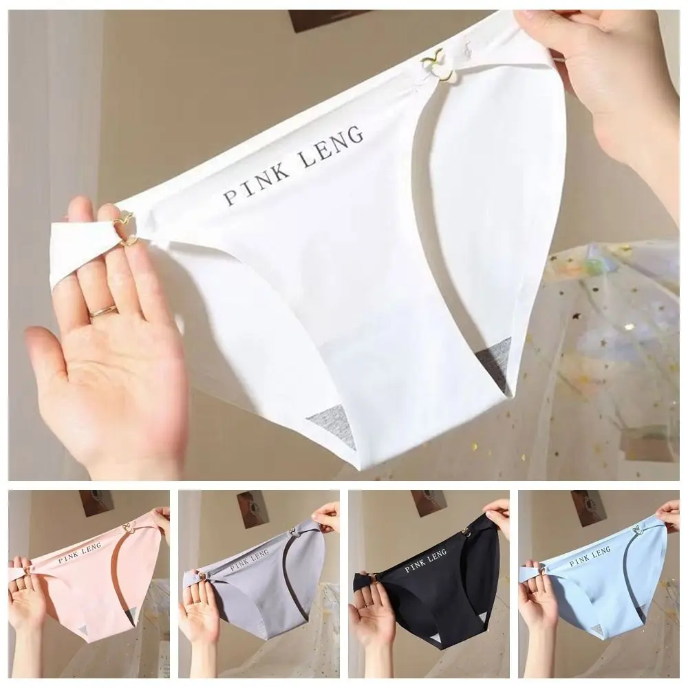 Japanese Lovely Sweet Letter Solid Color Ice Silk Brief For Girls Women Mid-waist Heart Metal Decoration Traceless Underwear
Japanese Lovely Sweet Letter Solid Color Ice Silk Brief For Girls Women Mid-waist Heart Metal Decoration Traceless Underwear