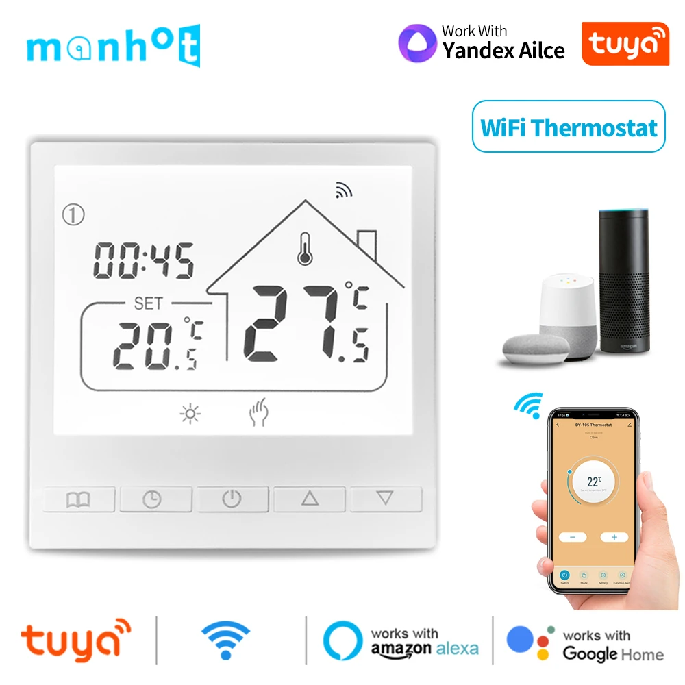 

Tuya WiFi Smart Thermostat Electric Floor Heating Water/Gas Boiler Temperature Remote Controller LCD Display Alexa Google Alice