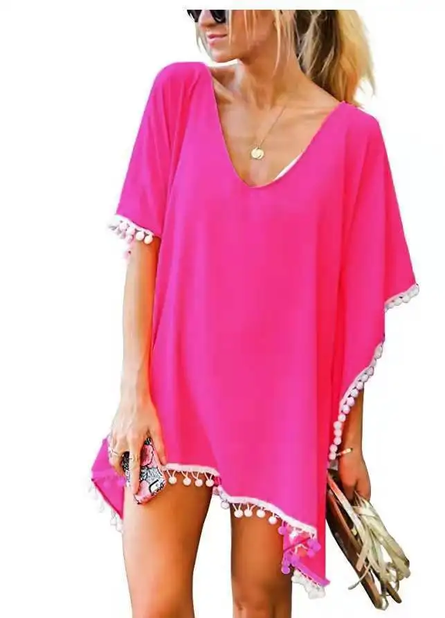 2023 Spring Summer Seaside Holiday Beach Blouse Casual Breathable Solid Color Chiffon Fringed Women Beach Skirt Blouse Rose Red
2023 Spring Summer Seaside Holiday Beach Blouse Casual Breathable Solid Color Chiffon Fringed Women Beach Skirt Blouse Rose Red