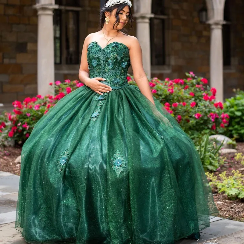 Blackish Green Shiny Sweetheart Quinceanera Dresses Ball Gown For Sweet Girls Sequins 3D Flowers Beading Party Princess Prom
Blackish Green Shiny Sweetheart Quinceanera Dresses Ball Gown For Sweet Girls Sequins 3D Flowers Beading Party Princess Prom