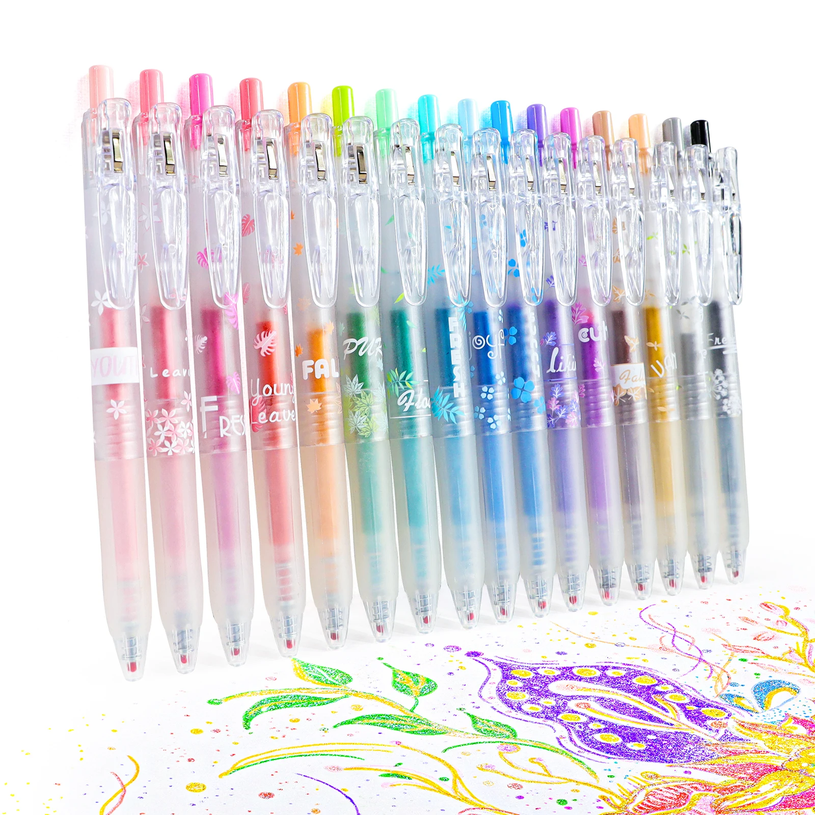 

Glitter Gel Pens 16 Assorted Pastel Color 0.7mm Retractable Colored Sparkle Glitter Pen Set for Adults Kids Journaling Coloring
