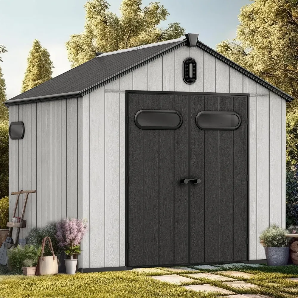 Outdoor Resin Storage Shed with Floor, Lockable Door, Windows & Vents, Plastic Tool Storage, Lawn Mower, and Bike Storage 8x8 Ft
Outdoor Resin Storage Shed with Floor, Lockable Door, Windows & Vents, Plastic Tool Storage, Lawn Mower, and Bike Storage 8x8 Ft