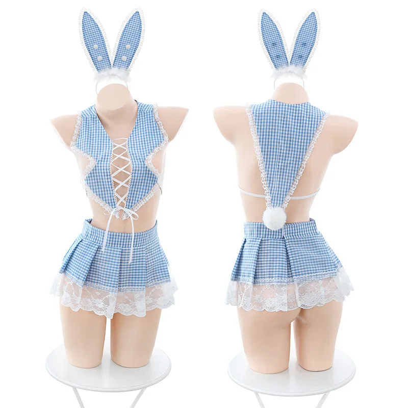 Anime Hollow Out Cosplay Sexy Bunny Girl Women Maid Blue White Checkered Stripe Deep V Strap Bodysuit Underwear Suit Costume
Anime Hollow Out Cosplay Sexy Bunny Girl Women Maid Blue White Checkered Stripe Deep V Strap Bodysuit Underwear Suit Costume