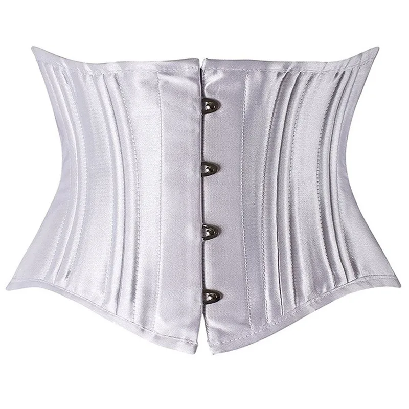 

Satin Underbust Corsets Steel Bones Slimming Gothic Sexy Corset Waist Trainer Cincher Short Torso Bustier Top Lingerie Corselet