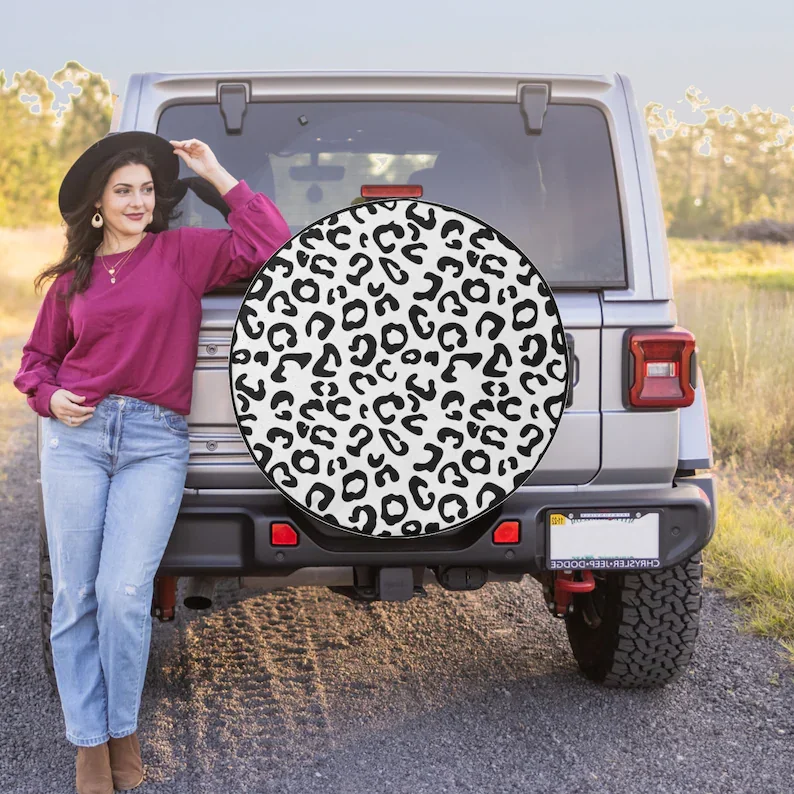 White Cheetah / Leopard Print - Spare Tire Cover for Jeep Wrangler, Jeep Liberty, 2021 Bronco, RV, Camper - Optional
White Cheetah / Leopard Print - Spare Tire Cover for Jeep Wrangler, Jeep Liberty, 2021 Bronco, RV, Camper - Optional
