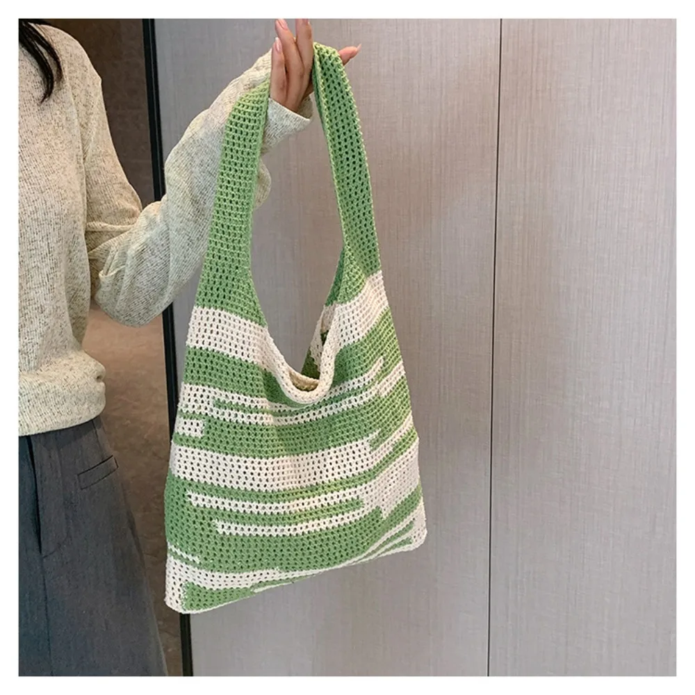 

Purses Knitted Bag Retro Hollow Woven Large Capacity Tote Bag Knitted Braid Hollowed Out Shoulder Bag Beach Party