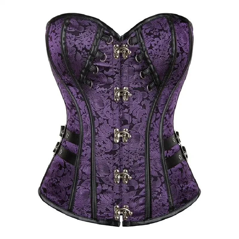 

Steampunk Corsets Bustiers for Women Overbust Corselet Top Sexy Jacquard Leather Corsetto Goth Punk Costume Plus Size Korsett