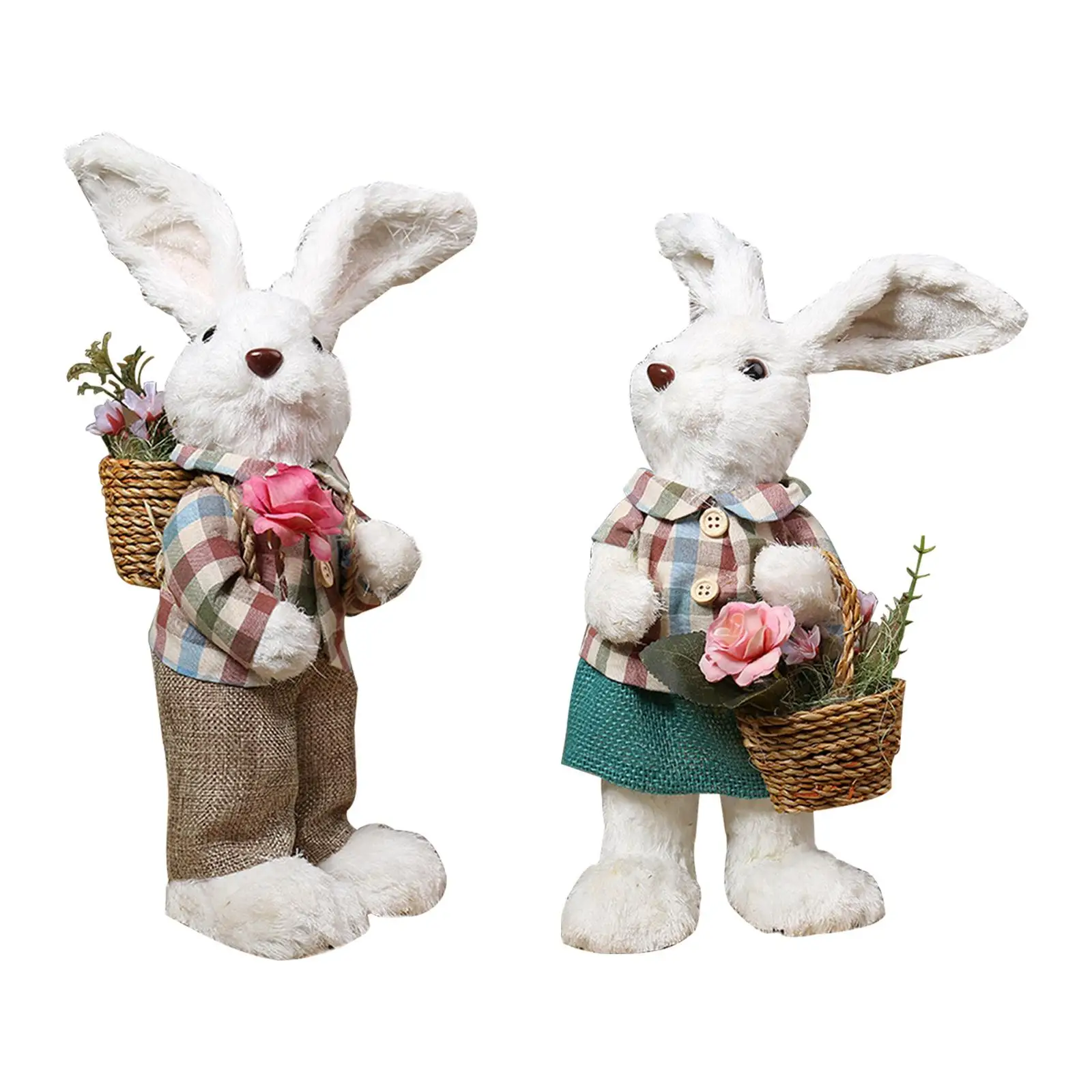 

Easter Bunny Figurine Easter Decoration Animal Standing Rabbit Statue Sculpture Woven for Lawn Bedroom Outside Office Courtyard