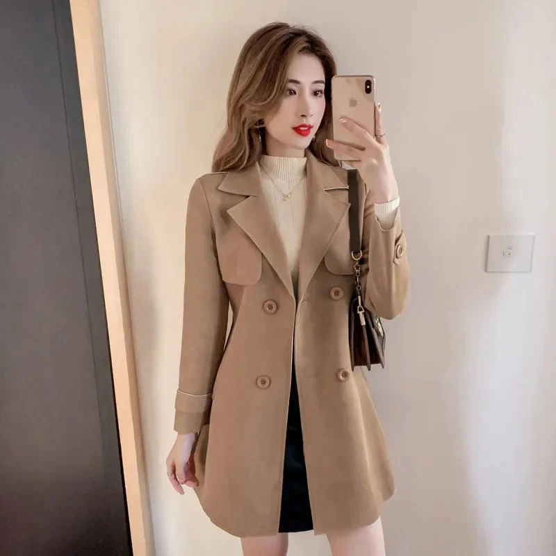 Deerskin Velvet Windbreaker Coat Women Spring Autumn New Double-breasted Overcoat Korean Casual Slim Medium To Long Trench Coat
Deerskin Velvet Windbreaker Coat Women Spring Autumn New Double-breasted Overcoat Korean Casual Slim Medium To Long Trench Coat