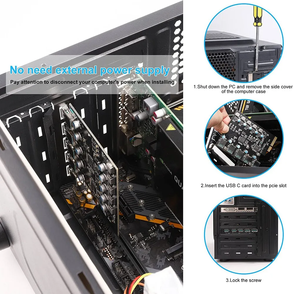 PCI-E to USB 3.2 Card, 5 Port Expansion Card, PCIe USB Motherboard Card for PC Desktop, Support Windows 7/8/10 Mac Linux
PCI-E to USB 3.2 Card, 5 Port Expansion Card, PCIe USB Motherboard Card for PC Desktop, Support Windows 7/8/10 Mac Linux