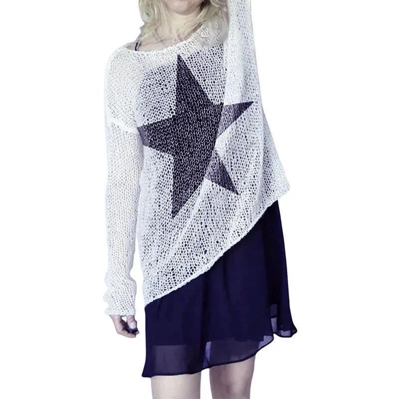 Women's Sweater Spring Autumn Long Sleeve Pullovers O Neck Star Print Knitwears Streetwear Crewneck Casual Outfits Winter Y2k
Women's Sweater Spring Autumn Long Sleeve Pullovers O Neck Star Print Knitwears Streetwear Crewneck Casual Outfits Winter Y2k