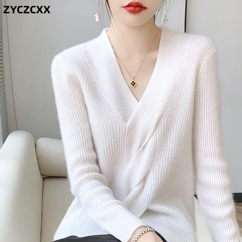 100% Merino Wool Fashion Women's Sweater Autumn/Winter New Cross V-neck Women's Pullover Soft 2023 Women's Solid Color Sweater
100% Merino Wool Fashion Women's Sweater Autumn/Winter New Cross V-neck Women's Pullover Soft 2023 Women's Solid Color Sweater