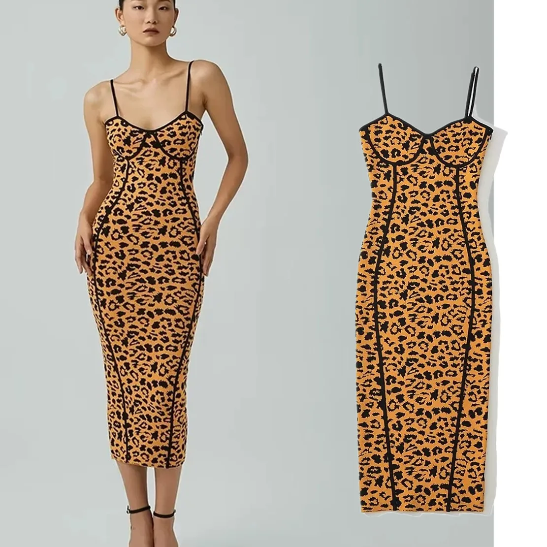 Jenny&Dave Ins Blogger Retro Leopard Print Spaghetti Strapless Sexy Party Dress Women Sheath Knitted Dress
Jenny&Dave Ins Blogger Retro Leopard Print Spaghetti Strapless Sexy Party Dress Women Sheath Knitted Dress