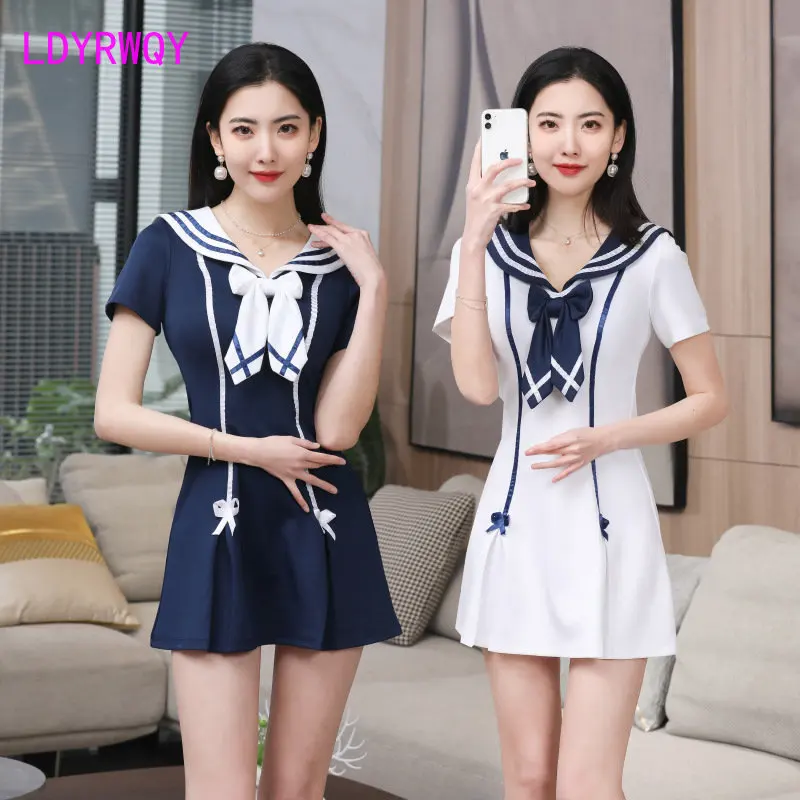 Hotel sauna, massage, foot bath technician, KTV work clothes, night work clothes, navy collar dress, female
Hotel sauna, massage, foot bath technician, KTV work clothes, night work clothes, navy collar dress, female