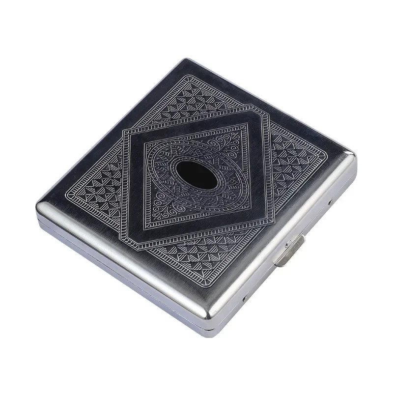 1pcs Silver portable metal cigarette holder with random pattern flip type cigarette storage holder, 
1pcs Silver portable metal cigarette holder with random pattern flip type cigarette storage holder,