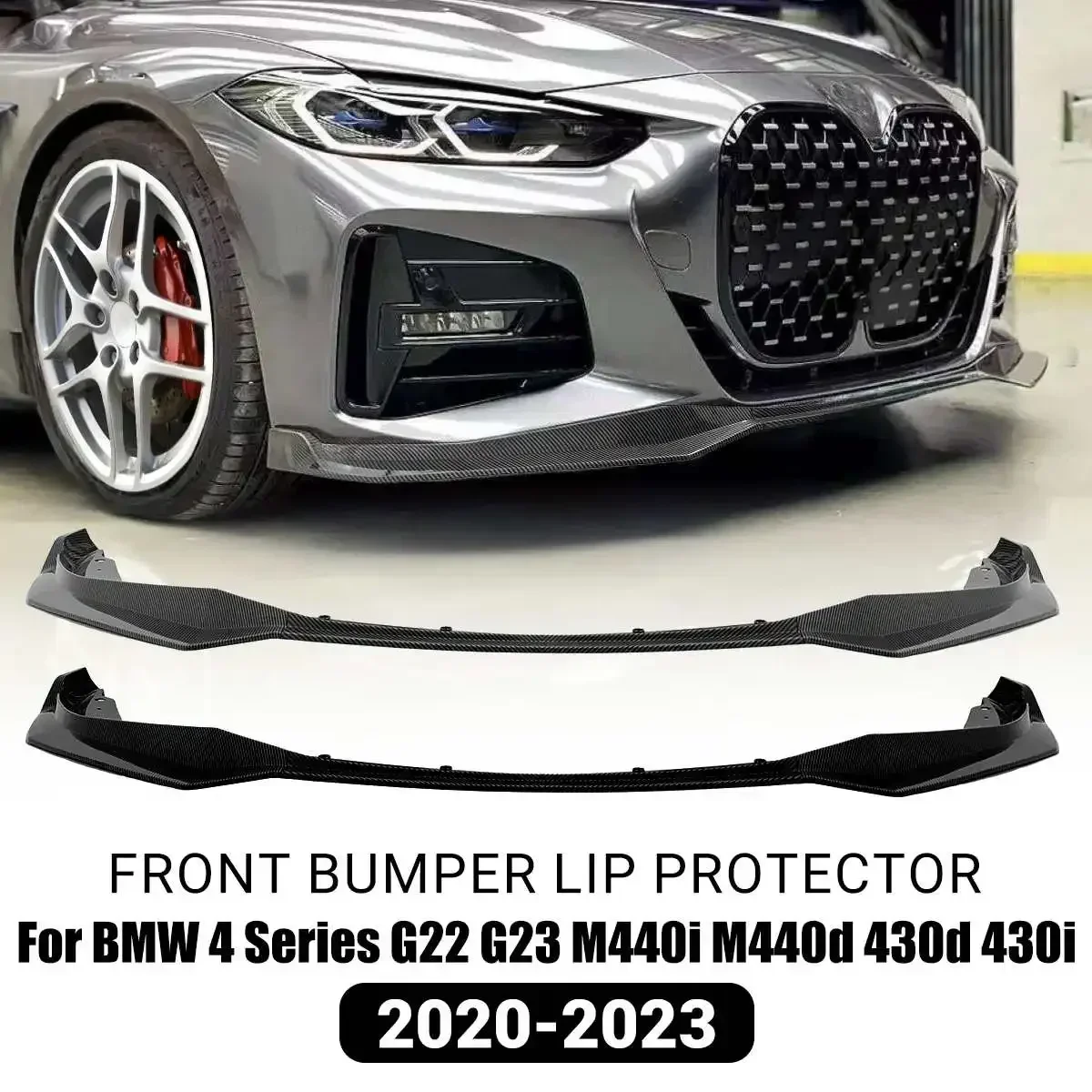 

3PCS Car Front Bumper Splitter Lip Spoiler Body Kit Bumper Diffuser For BMW 4 Series G22 G23 M440i M440d 430d 430i 2020-2023