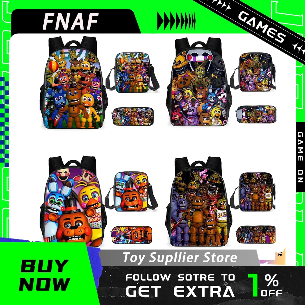 

Рюкзак Fnaf Five Nights At Freddy's 16 дюймов, школьный ранец с рисунком аниме, дополнительная детская водонепроницаемая сумка, детский подарок