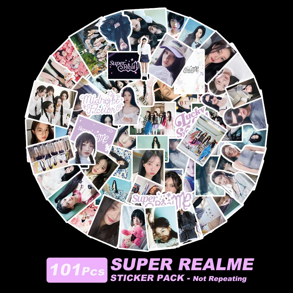 

101PCS KPOP ILLIT SUPER REAL ME Phone Case DIY Stickers IROHA MOKA YUNAH Peripheral Creative Decorative Sticker Fans Gift