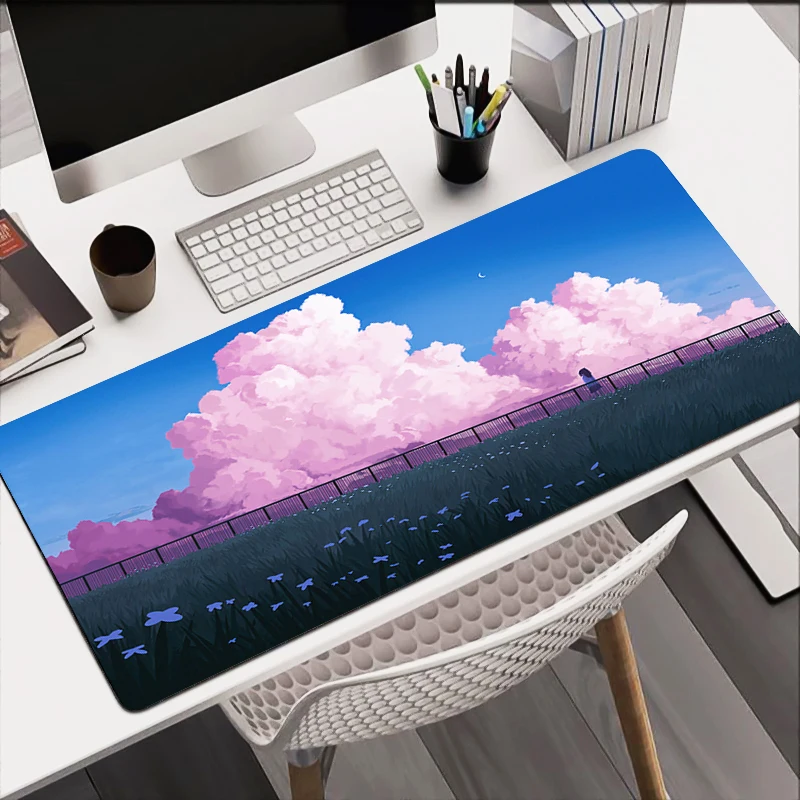 

Pink Sky Clouds Mouse Pad Large PC Gamer Cabinet Kawaii Desk Mat Gaming Accessories Keyboard Pad Anime Scenery Mousepad Carpet