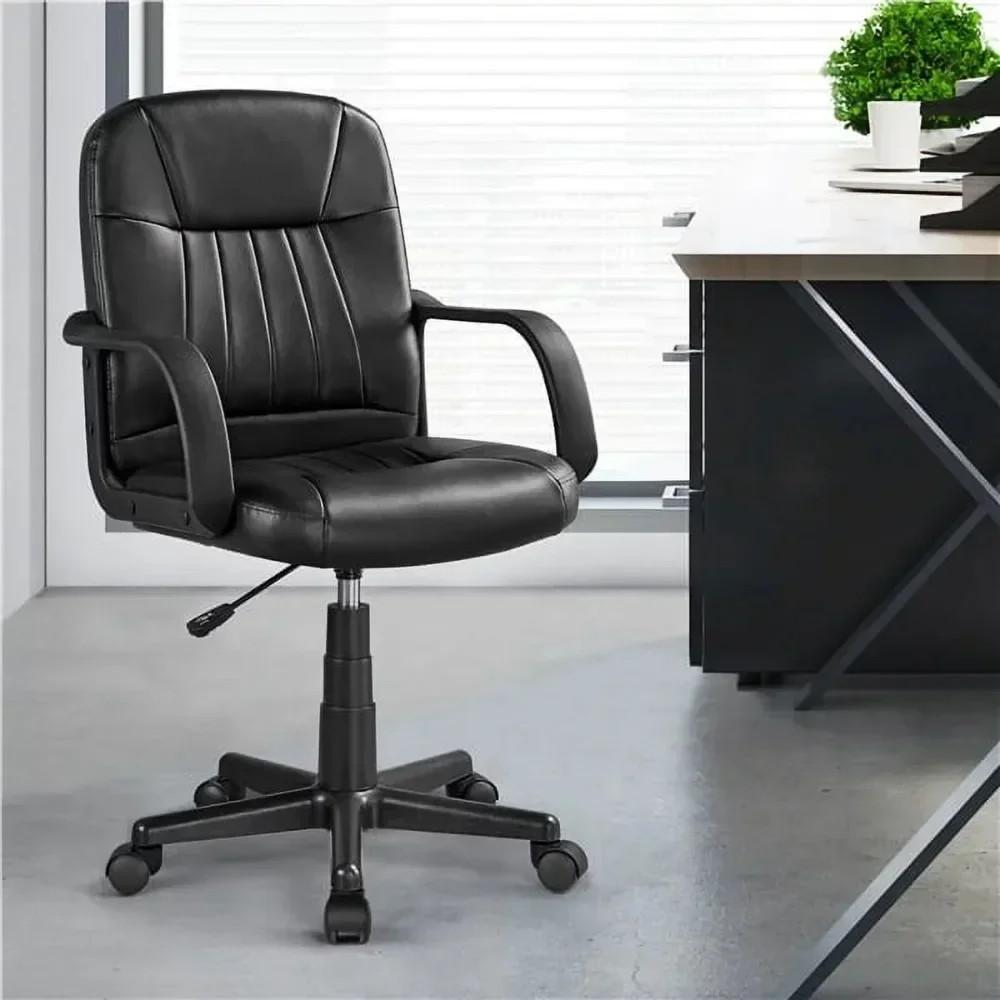

Регулируемое офисное кресло из искусственной кожи, поворотный офисный стул, черное компьютерное кресло, стол для геймеров, эргономичный чехол, Бесплатная доставка