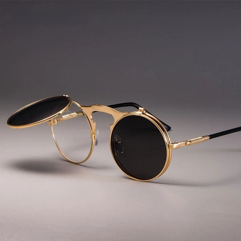 Steampunk Round Sunglasses Men Metal Retro Flip Round Sun Glasses Women Vintage Punk Shades Eyewear Gafas Oculos De Sol UV400
Steampunk Round Sunglasses Men Metal Retro Flip Round Sun Glasses Women Vintage Punk Shades Eyewear Gafas Oculos De Sol UV400