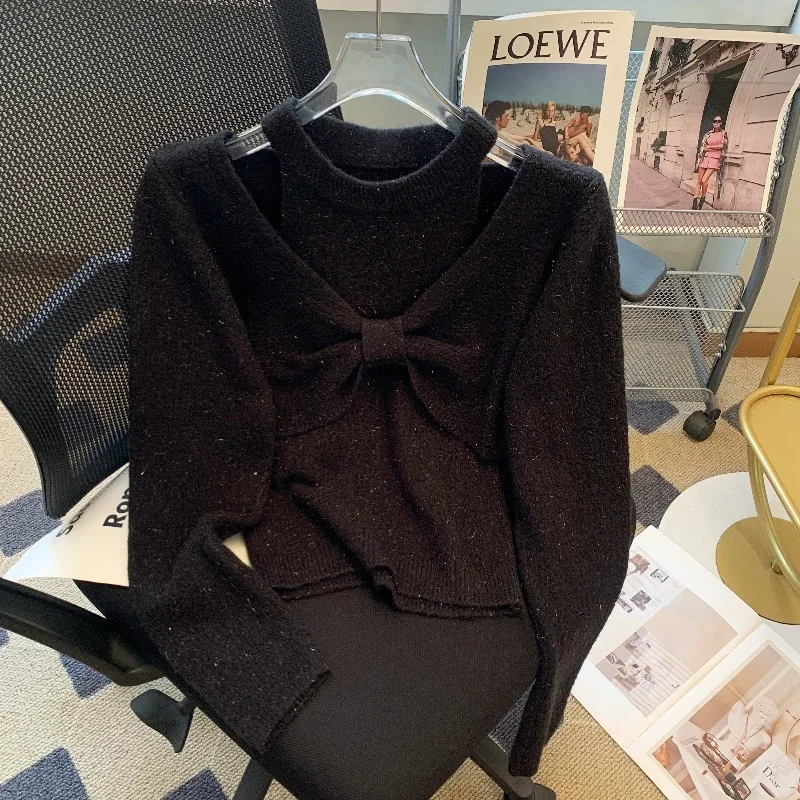 Simple O-neck Slim Fit Bottoming Vest WomenBow Off Shoulder LongSleeve Knitted Pullover Autumn New Two Piece Sets
Simple O-neck Slim Fit Bottoming Vest WomenBow Off Shoulder LongSleeve Knitted Pullover Autumn New Two Piece Sets