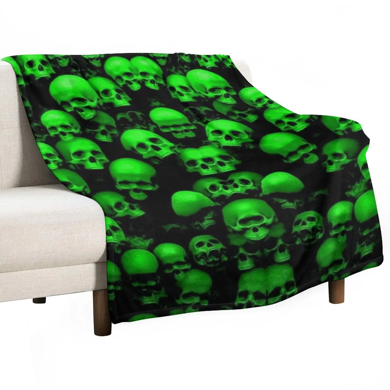

Neon Green Trippy Skull Throw Blanket manga blankets and throws Soft Big Blanket Luxury Brand Blanket