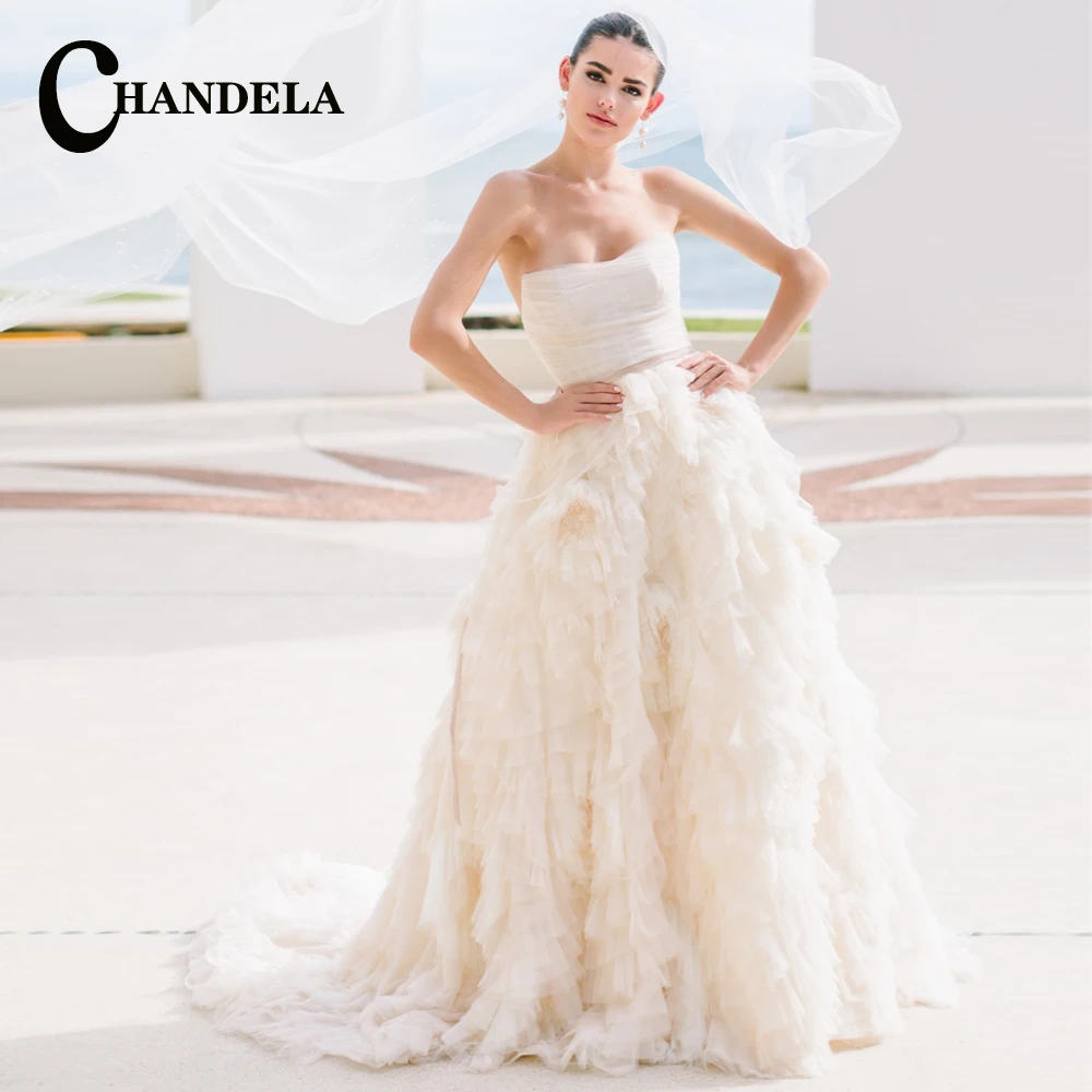 CHANDELA Romantic Wedding Dresses Sleeveless Boat Neck Layered Pleat A-Line Bridal Gown Robe De Mariée For Women Custom Made
CHANDELA Romantic Wedding Dresses Sleeveless Boat Neck Layered Pleat A-Line Bridal Gown Robe De Mariée For Women Custom Made
