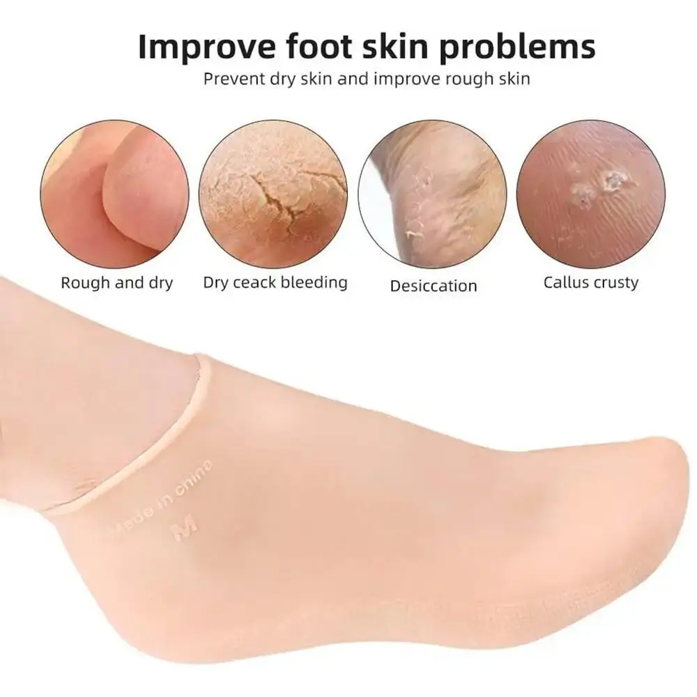 

2Pcs Silicone Foot Care Socks Anti Cracking Moisturizing Gel Socks Cracked Dead Skin Remove Protector Pain Relief Pedicure Tools