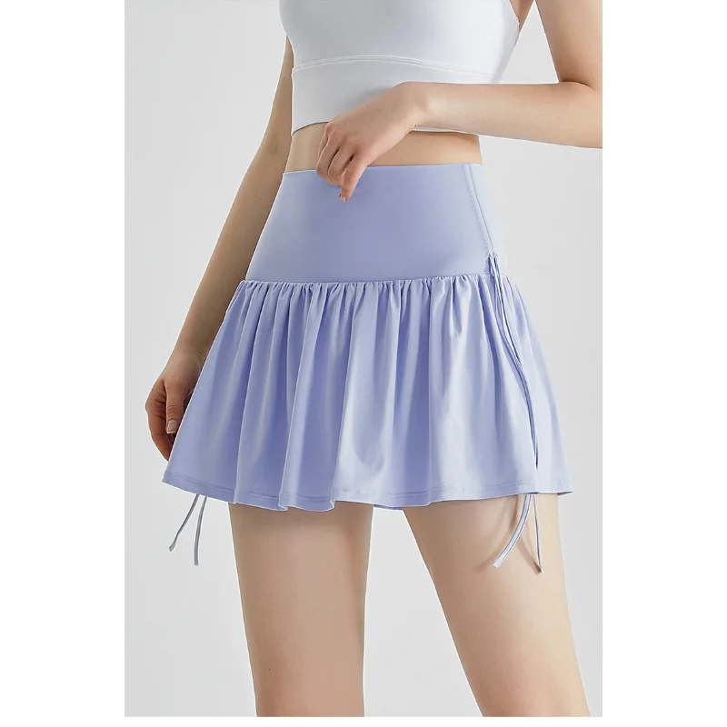 High Waisted Female Short Skirt with Drawstring, Quick Drying, Breathable Pleated Running, Anti Glare, Fake Two-Piece Yoga Skirt
High Waisted Female Short Skirt with Drawstring, Quick Drying, Breathable Pleated Running, Anti Glare, Fake Two-Piece Yoga Skirt