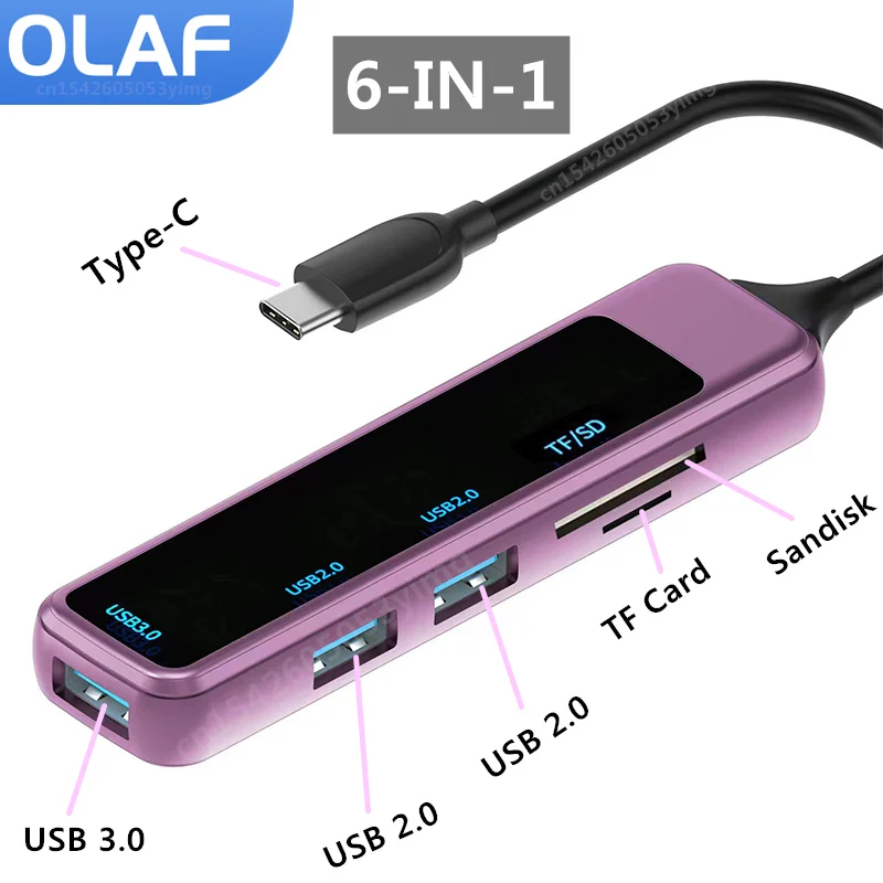 

Olaf OTG SD TF Card Reader 6-in-1 USB 3.0 High-speed USB Type-C Card Reader 480Mbps Transmission Adapter USB Flash Drive Adapter