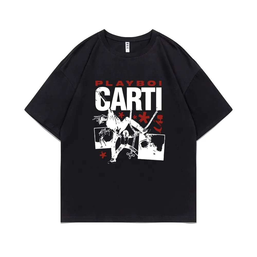 

Rapper Playboi Carti Whole Lotta Red Print T-shirt Men Women Hip Hop Music Album Oversized T Shirts Men's Fashion Casual Tshirt