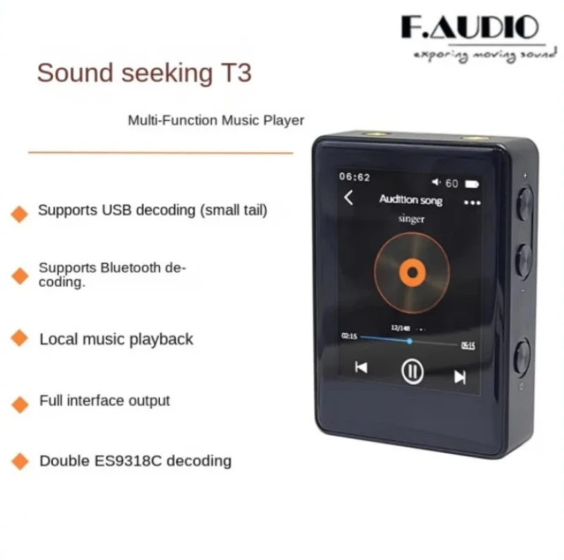 F.AUDIO T3 High Fidelity HIFI PCM 32Bit 768KHz DSD256 Balance Output Player MP3 USB Decoder Bluetooth Dual ES9318C Touch Screen
F.AUDIO T3 High Fidelity HIFI PCM 32Bit 768KHz DSD256 Balance Output Player MP3 USB Decoder Bluetooth Dual ES9318C Touch Screen