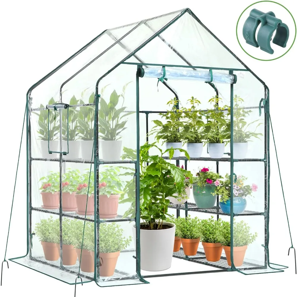 

3 Tiers 12 Shelves Stands Small Greenhouses Backyard Green Houses for Outside Heavy Duty Greenhouse for Outdoor Garden Buildings