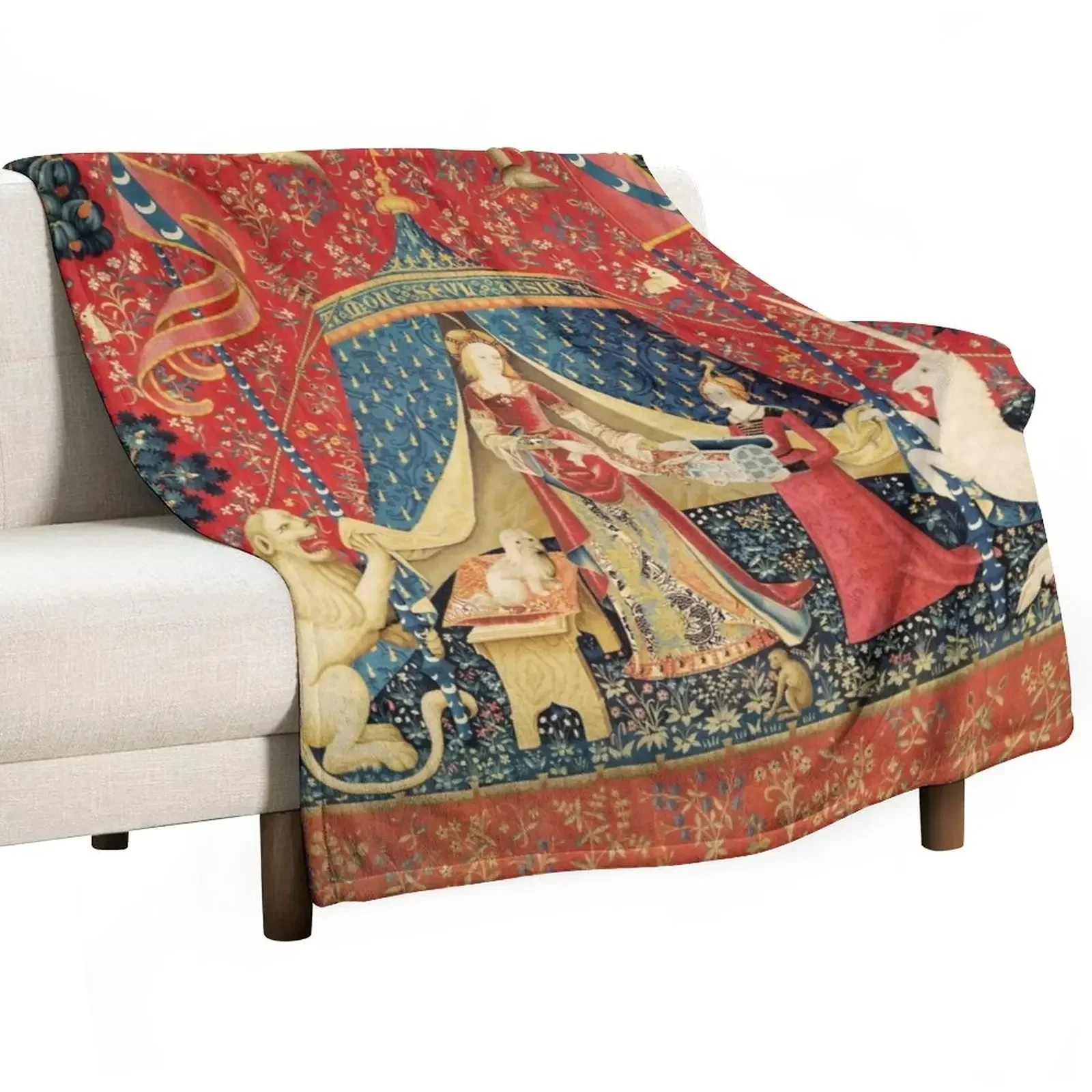 

Леди и единорог DESIRE, Лев, фантазийные цветы, животные, красное зеленое цветочное плед одеяло летние одеяла для диванов милые одеяла