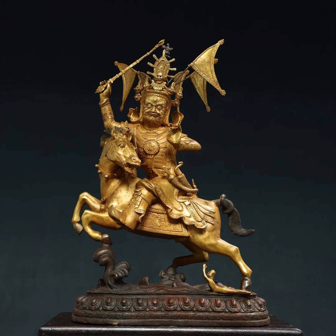 17"Tibetan Temple Collection Old Bronze Gilded Cinnabar King Gesar Tibetan Hero Horse Rriding Statue Worship Hall Town house
17"Tibetan Temple Collection Old Bronze Gilded Cinnabar King Gesar Tibetan Hero Horse Rriding Statue Worship Hall Town house
