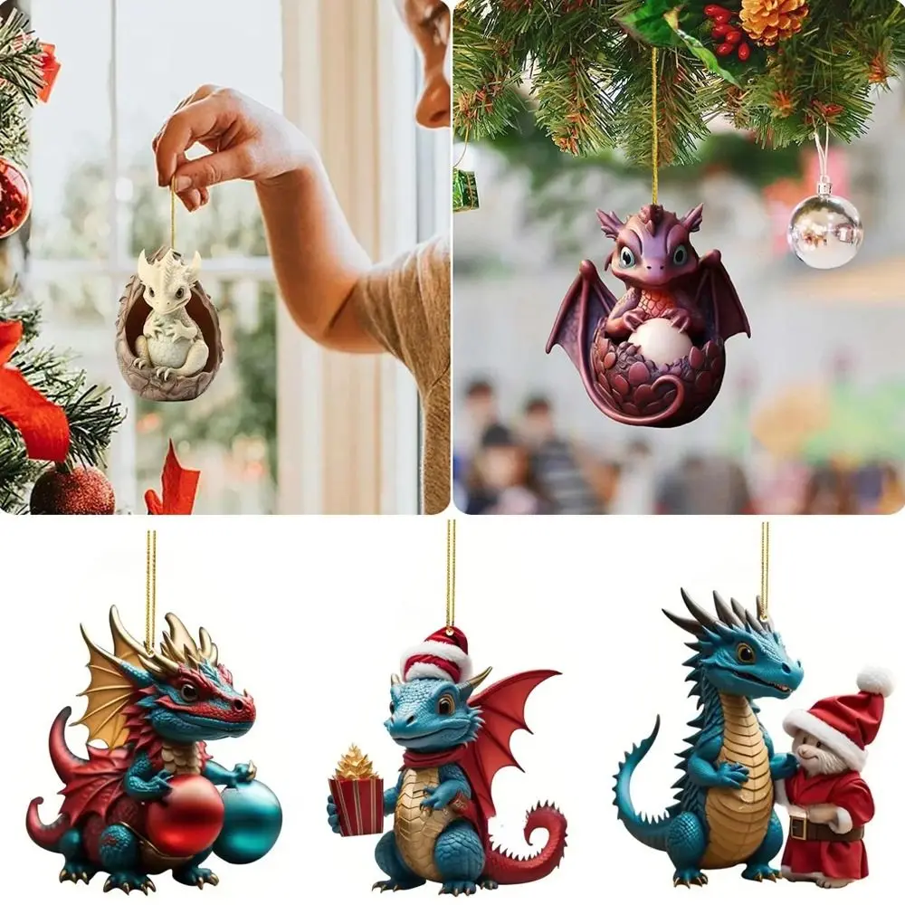 

Christmas Tree Pendants Dragon Ornament Realistic Dragon Keychain Window Decor Acrylic Dragon Egg Decoration Accessories Gifts