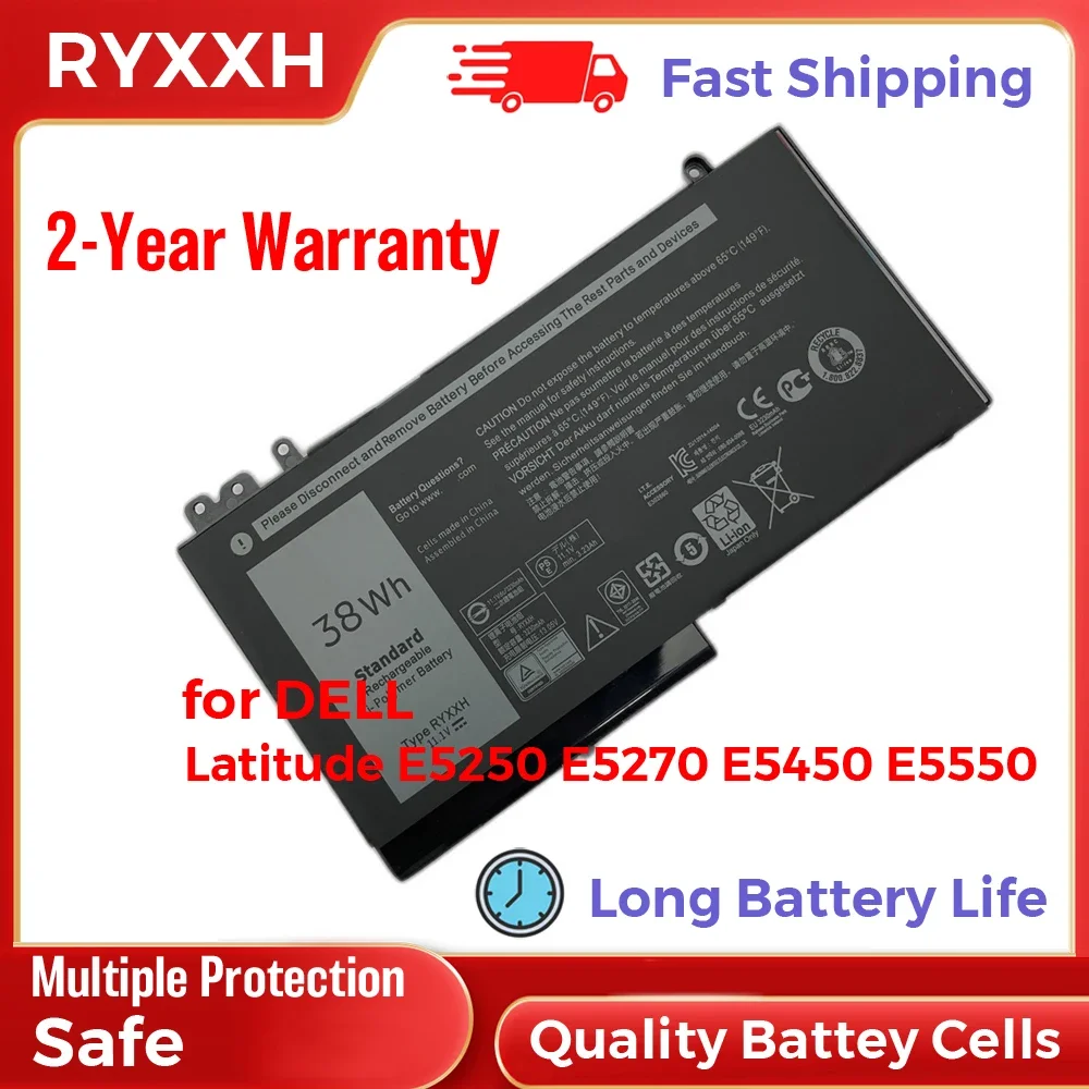 

38Wh RYXXH Replacement Laptop Battery for Dell Latitude 12 5000 E5250 E5270 Latitude 3150 3160 E5250 E5450 E5550 Li-Polymer