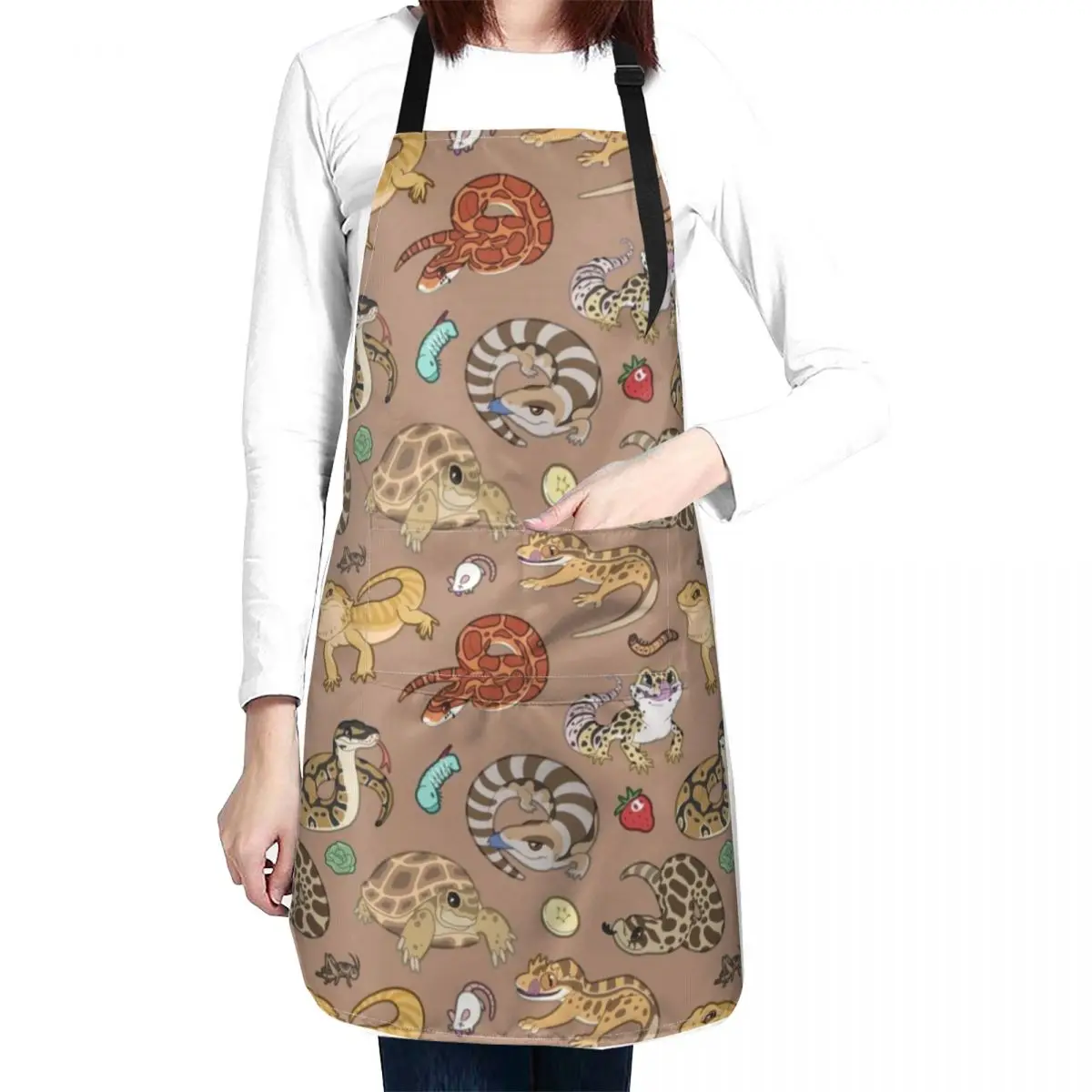 

Reptile Pets Pattern - Brown Apron useful gadgets for home Kitchen Supplies Idea Goods