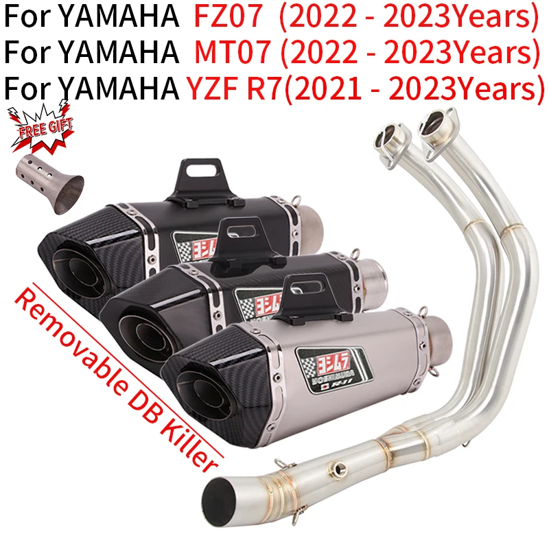 

For YAMAHA R7 MT07 FZ07 MT FZ 07 2021 2022 2023 Motorcycle Exhaust Escape Full System Moto Modified Muffler With Front Link Pipe