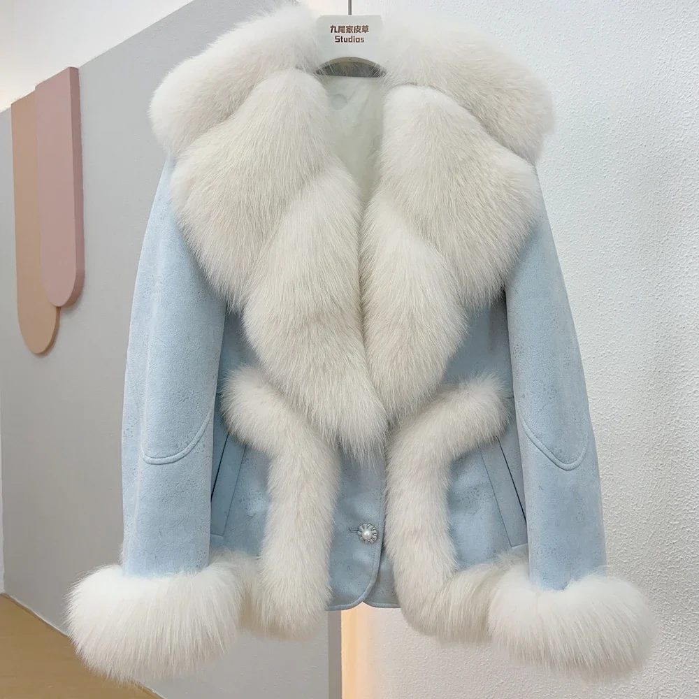 2023 New Winter Natural Fox Fur Collar Suede Goose Down Jacket Women Luxury Puffer Jackets Clothing
2023 New Winter Natural Fox Fur Collar Suede Goose Down Jacket Women Luxury Puffer Jackets Clothing