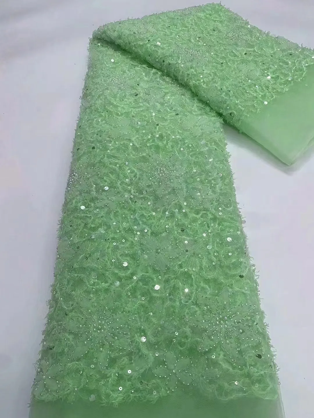African French Handmade Beaded Lace Fabric 2024 High Quality Groom Lace Fabric Nigerian Tulle Sequins Lace Fabric For Wedding
African French Handmade Beaded Lace Fabric 2024 High Quality Groom Lace Fabric Nigerian Tulle Sequins Lace Fabric For Wedding