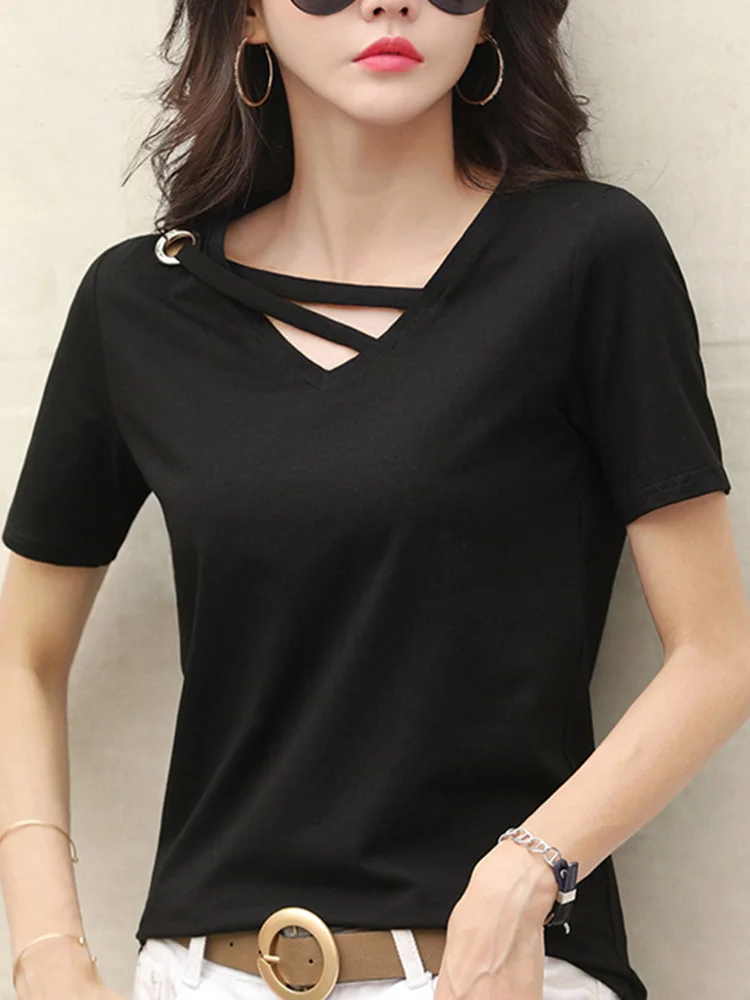 Women V-Neck Loose New 2023 Summer T-Shirt Short Sleeve Black Top Casual Trend Tees Solid Gray Yellow
Women V-Neck Loose New 2023 Summer T-Shirt Short Sleeve Black Top Casual Trend Tees Solid Gray Yellow