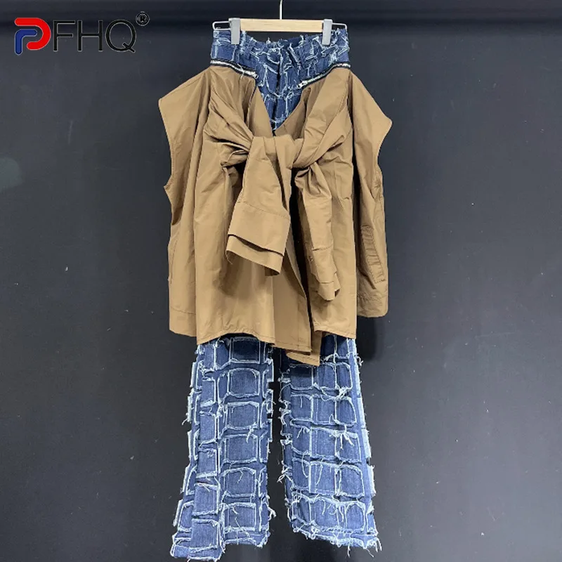 PFHQ Tide Square Denim Pants Fake Two Pieces Avant-garde Heavy Industry Autumn Patchwork Wearproof Deconstruction Jeans 21Z2296
PFHQ Tide Square Denim Pants Fake Two Pieces Avant-garde Heavy Industry Autumn Patchwork Wearproof Deconstruction Jeans 21Z2296