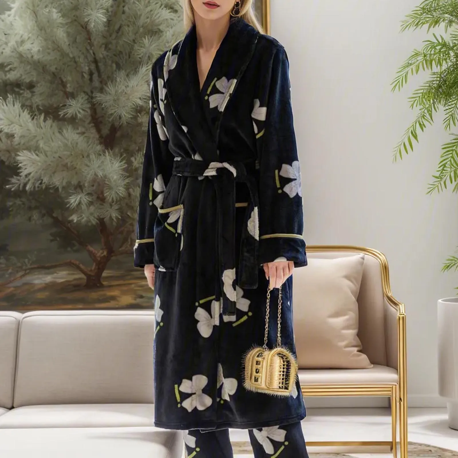 Sleep Wear Women'S Flannel Winter Robe Set With Butterfly Print Cozy Bathrobe Loungewear For Women Can Pajamas For Women Satin
Sleep Wear Women'S Flannel Winter Robe Set With Butterfly Print Cozy Bathrobe Loungewear For Women Can Pajamas For Women Satin