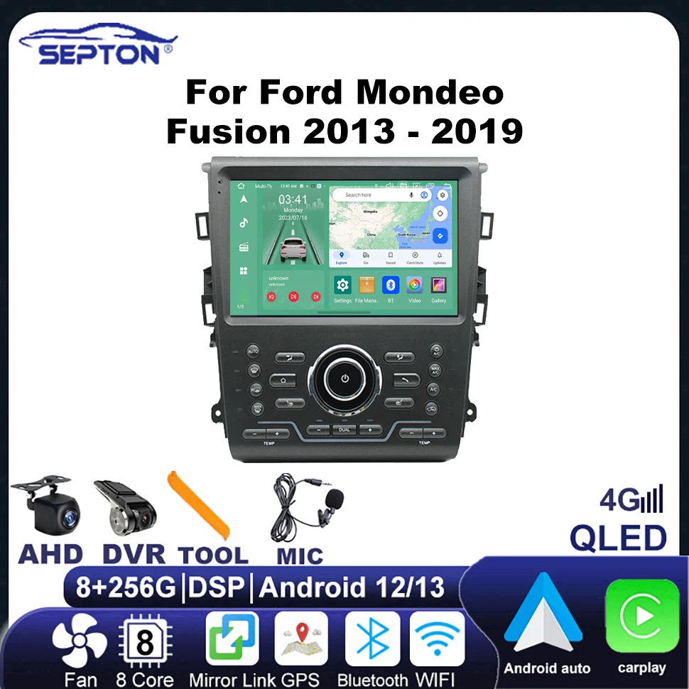 SEPTON QLED Android Car Radio For Ford Mondeo Fusion 2013-2019 Multimedia Player Carplay Navi GPS 4G 8G+256G 8core 2 Din Fan
SEPTON QLED Android Car Radio For Ford Mondeo Fusion 2013-2019 Multimedia Player Carplay Navi GPS 4G 8G+256G 8core 2 Din Fan