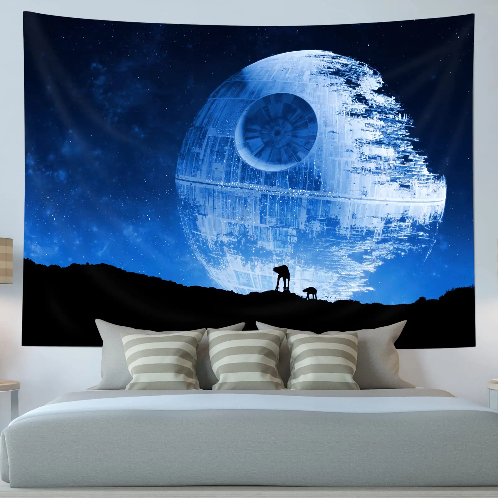 

Death Planet Tapestry Death Stars Blue Galaxy Planet Cosmic Wall Hanging Art Decor Bedroom Living Room College Dorm Tapestries