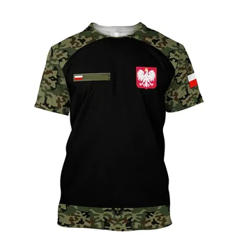 Símbolo musical: Camiseta masculina fashion de verão impressa em 3D, criativa, estilo Harajuku, casual, manga curta, gola clássica e solta 15 Poland Flag National Emblem 3D Printed Men's And Women's Round Neck Short Sleeve Camouflage Soldier Fashion Casual T-shirt Top